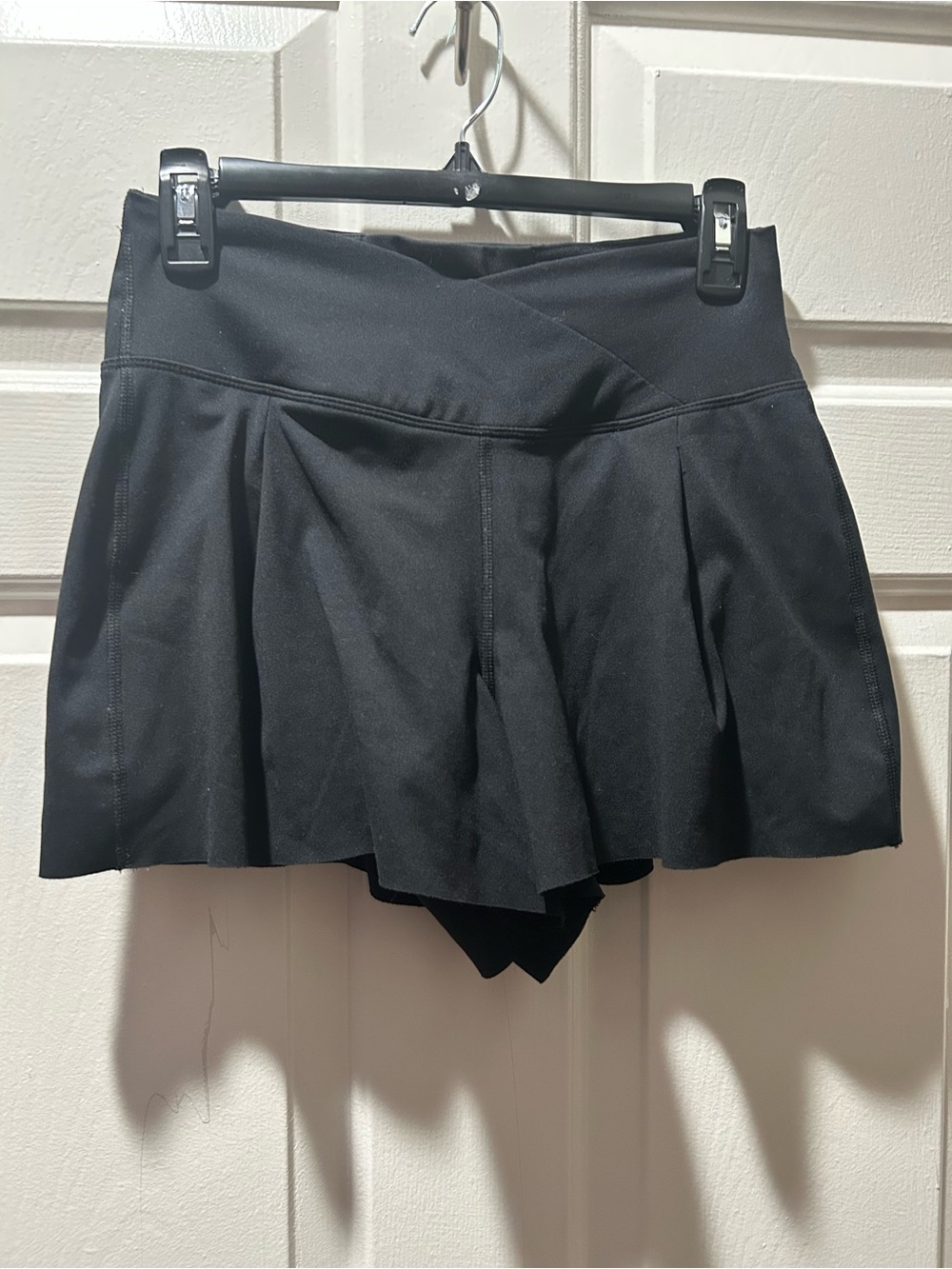Yogalicious Lux Black Lux Meredith Short Crossover Waistband Pleated Front
